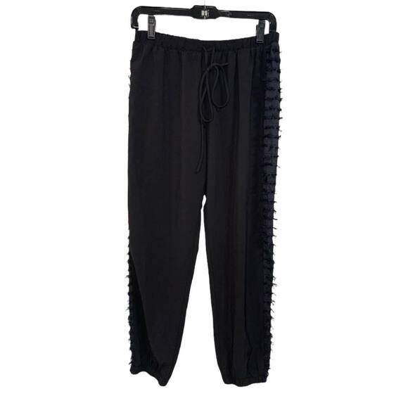 Lanston Sport Black Fringe Joggers Size Small‎ - Picture 1 of 6